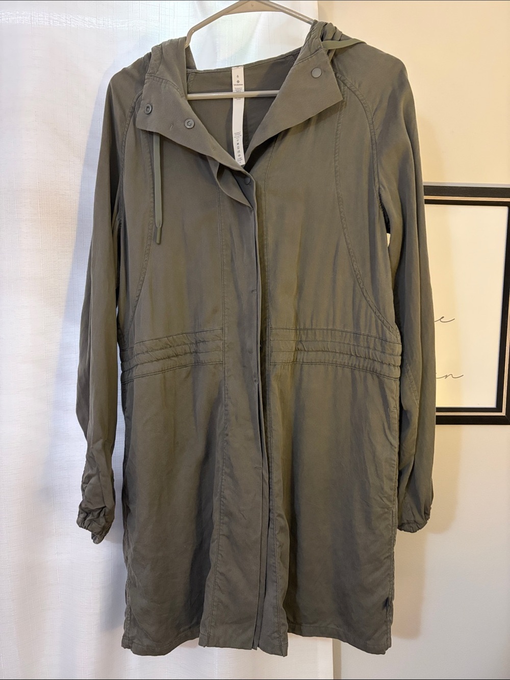 Lululemon City Stroll Olive Hooded Utility Jacket with Drawstring Waist